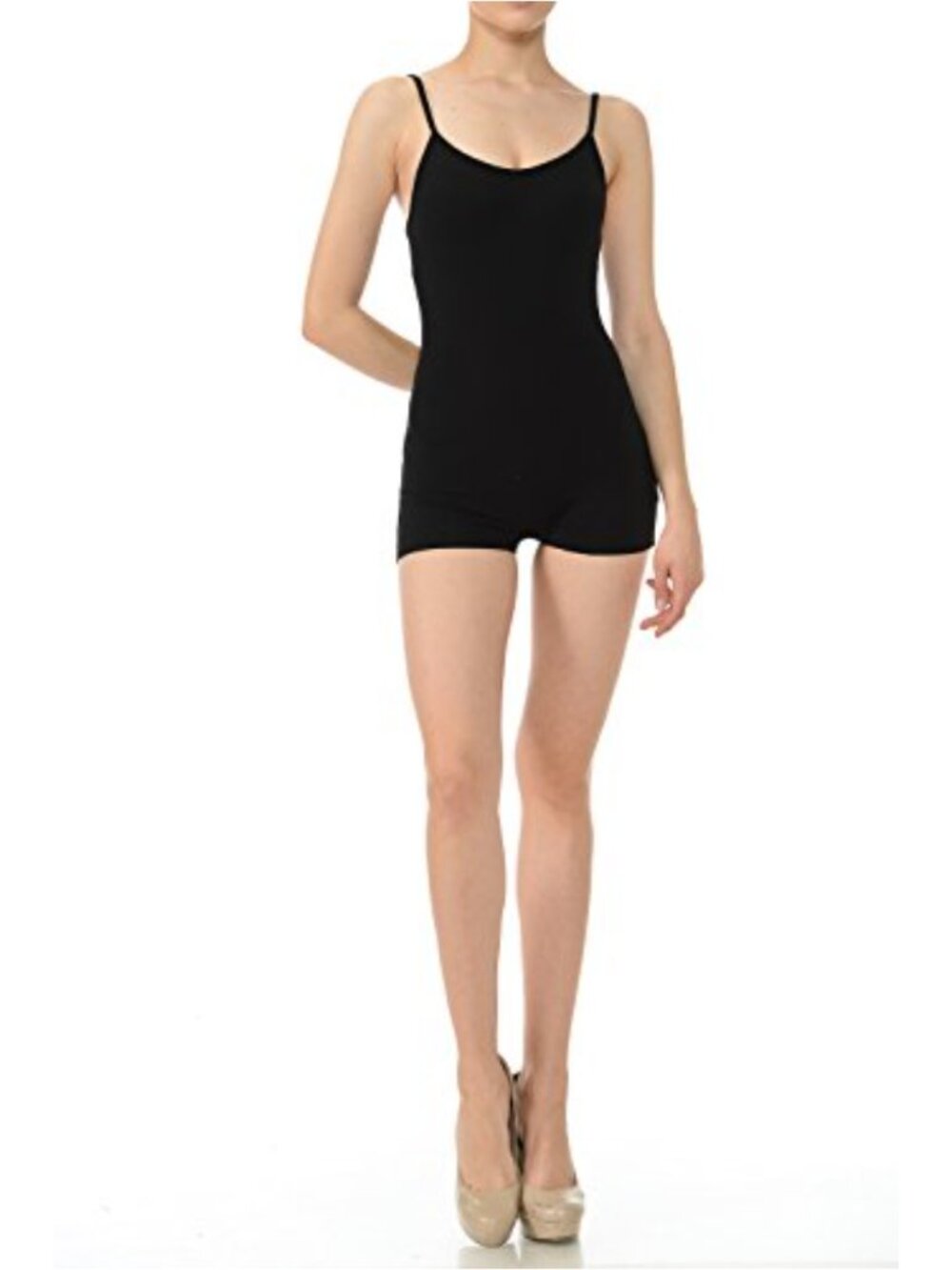 Women's Cotton Tank Bodysuit Spaghetti Strap Short Yoga Jumpsuit Catsuit